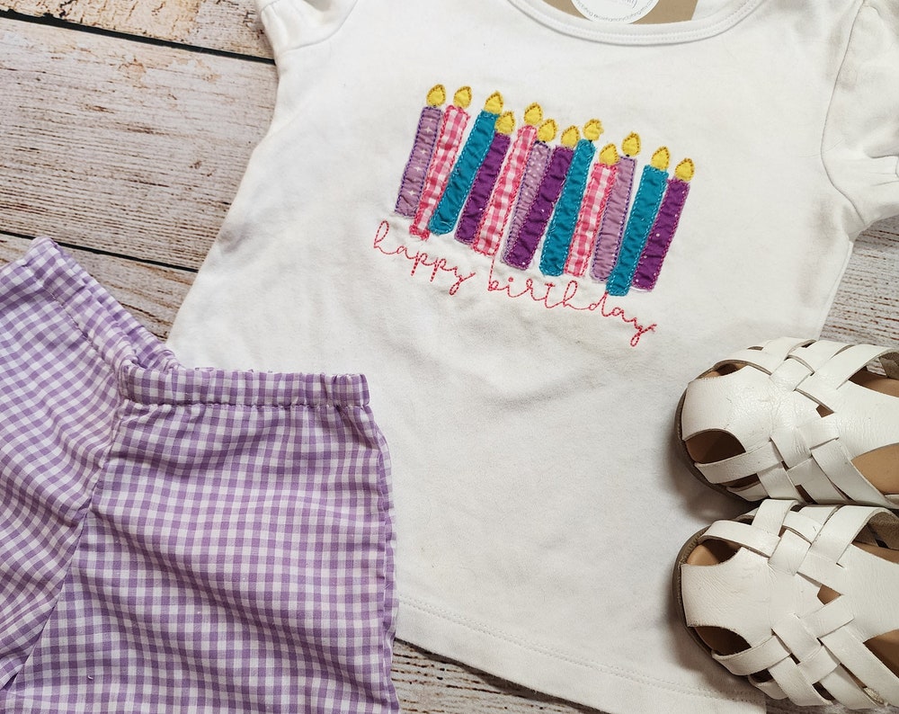 Happy Birthday Candles, Gingham Ruffle Shorts