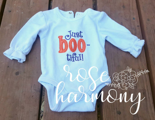 Personalized Boo-Tiful Shirt or Bodysuit (0-24 months)(2T-16) Unisex , halloween, name, baby, toddler, youth