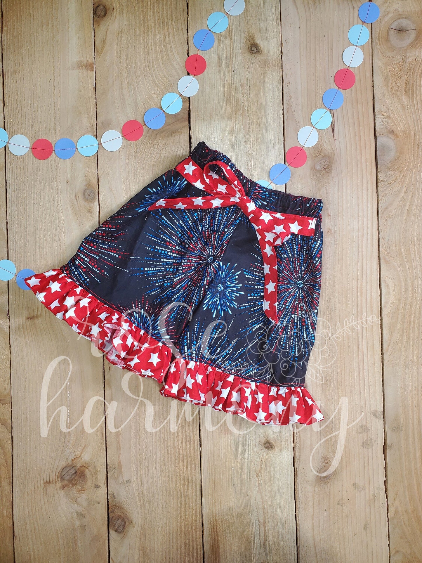 Patriotic Girl Shirt and Ruffle Shorts, Stars and Stripes Outfit,