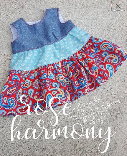 Paisley + Chambray Tiered Summer Dress for Girl, Girl Party Dress, Toddler Summer Dress, Tiered Dress, Twirl Dress, Country Dress