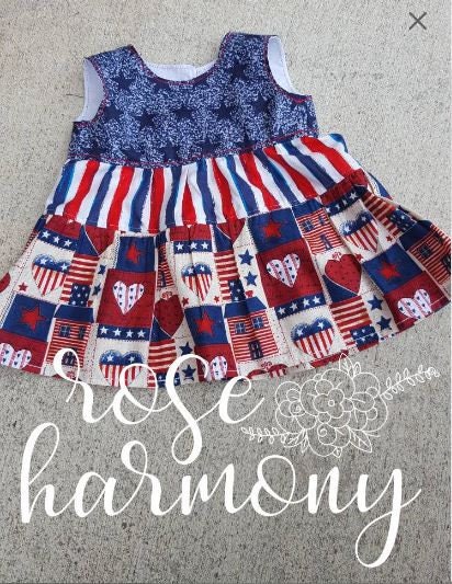 Red White Blue Americana Tiered Summer Dress for Girl, Girl Party Dress, Toddler Summer Dress, Tiered Dress, Twirl Dress, Fourth of July