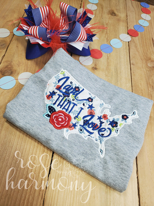 Land That I Love Shirt, 4th of July shirt, patriotic girl shirt, USA toddler shirt