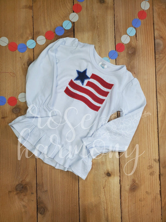 Patriotic Solid Flag Shirt, 4th of July shirt, patriotic girl shirt, USA toddler shirt