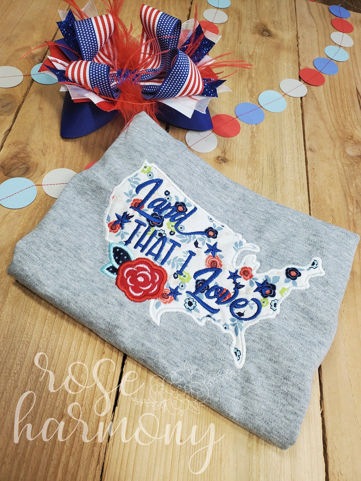 Patriotic Girl Shirt and Ruffle Pants, Land That I Love, 4th of July Outfit,