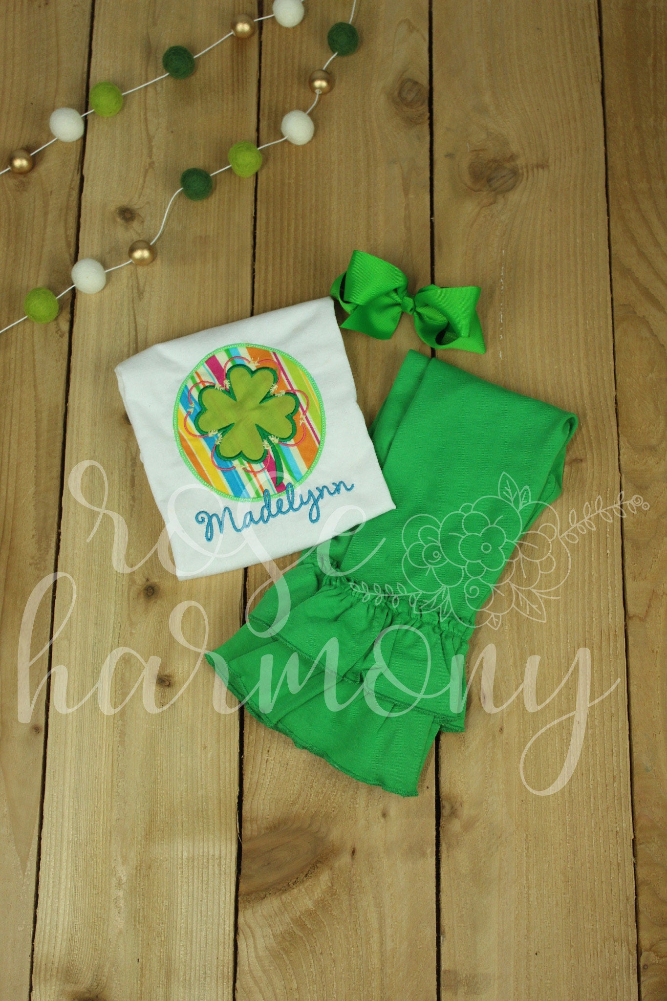 St. Patrick's Day, Outfit, Toddler Girl Outfit, Ruffle Pants, Shamrock