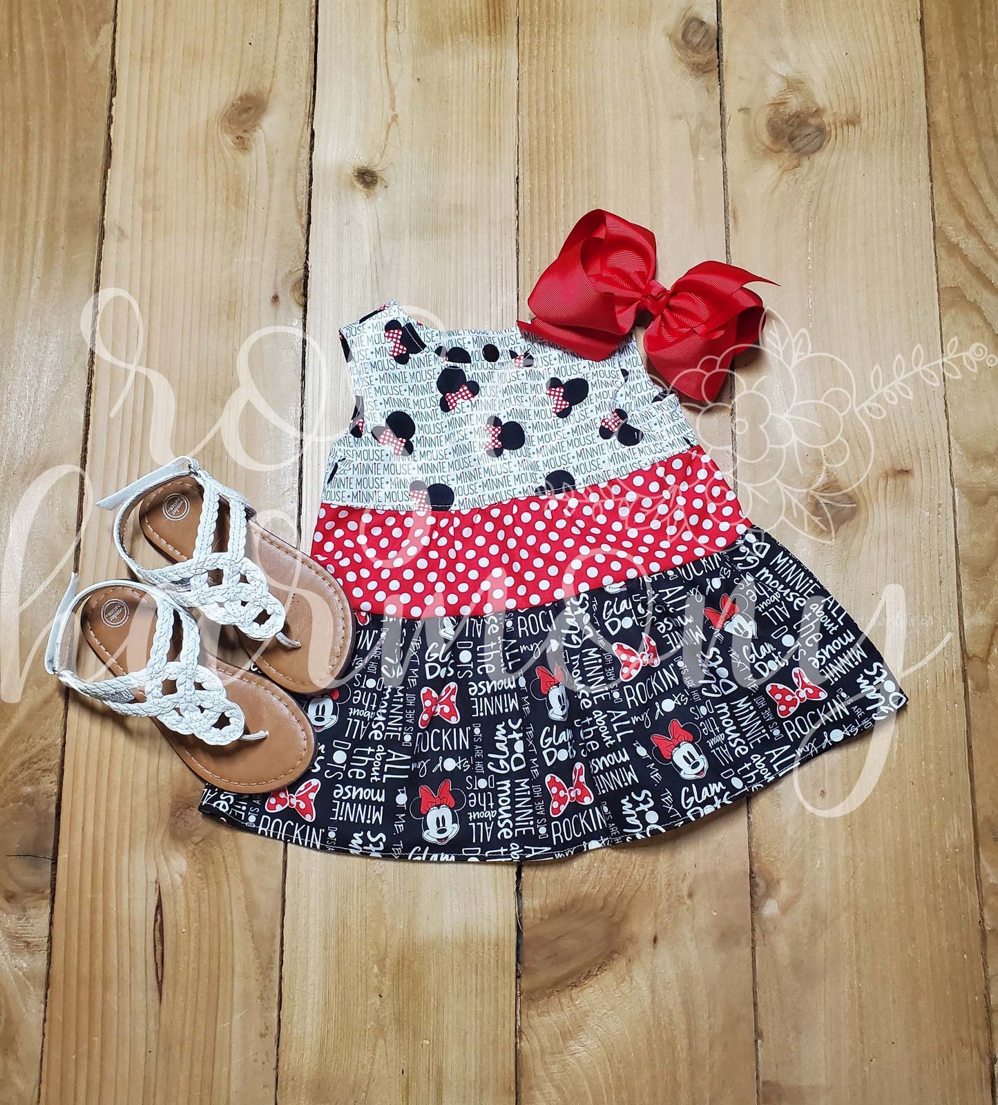 Minnie Mouse Disney Vacation Dress, Summer Dress for Girl, Girl Party Dress, Toddler Summer Dress, Tiered Dress, Twirl Dress,