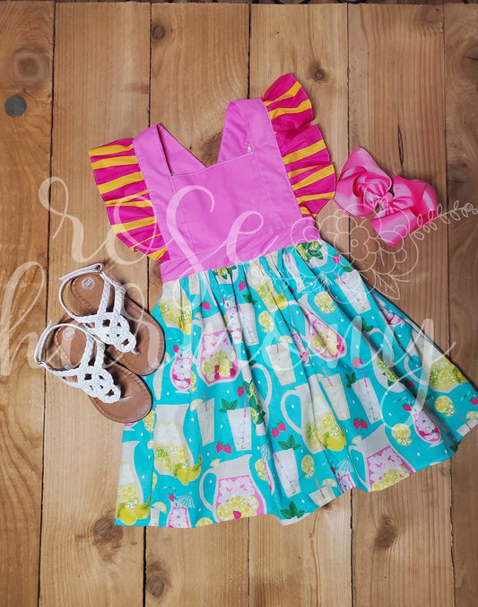 Lemonade and Pink Lemonade Mix Summer Children Dress