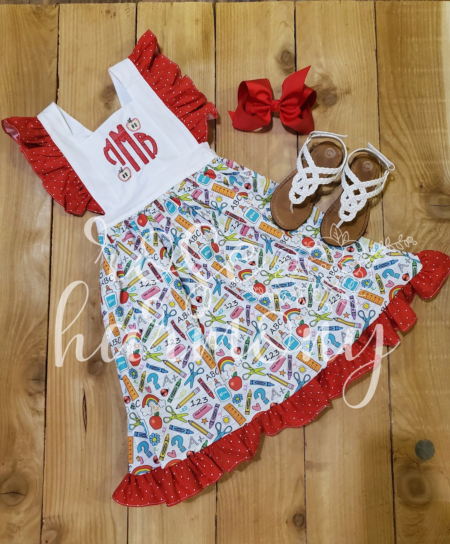 Back to School Monogram Ruffle Dress