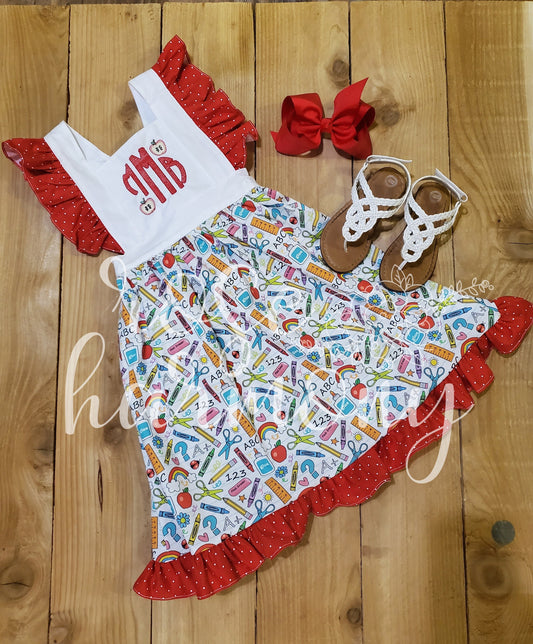 Back to School Monogram Ruffle Dress