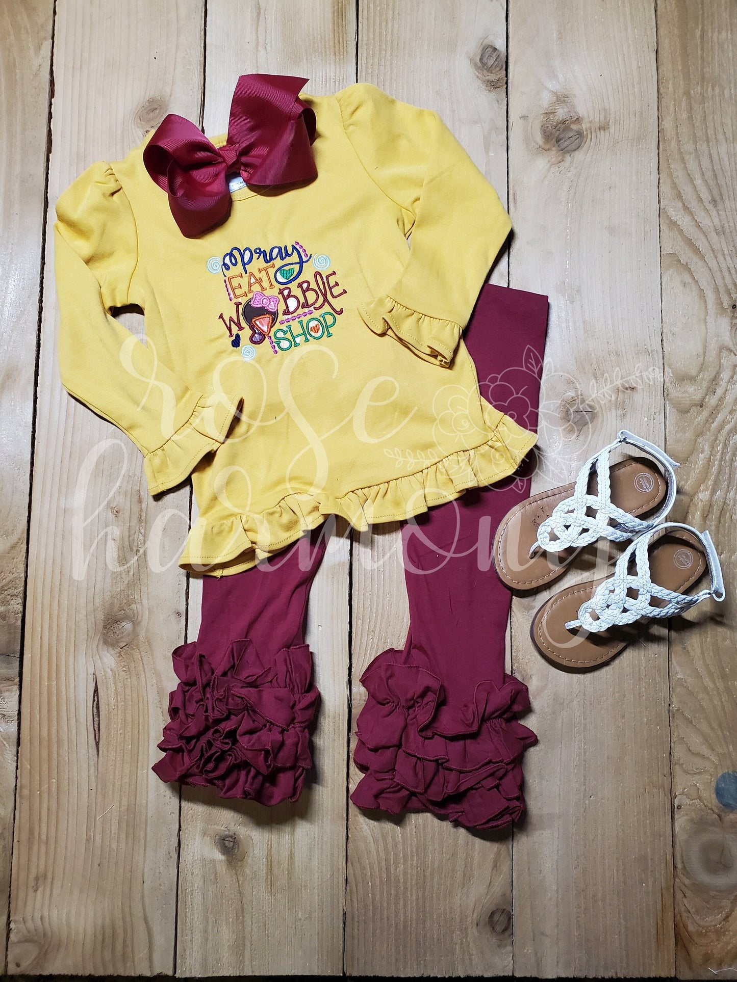 Girls Thanksgiving Outfit, Turkey, Toddler Girl Outfit, Pray Eat Wobble Shop