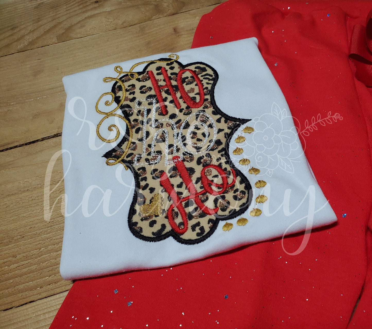 Christmas Girl HO HO HO Girl Shirt, Christmas Applique, Party, Santa Pictures, Cheetah