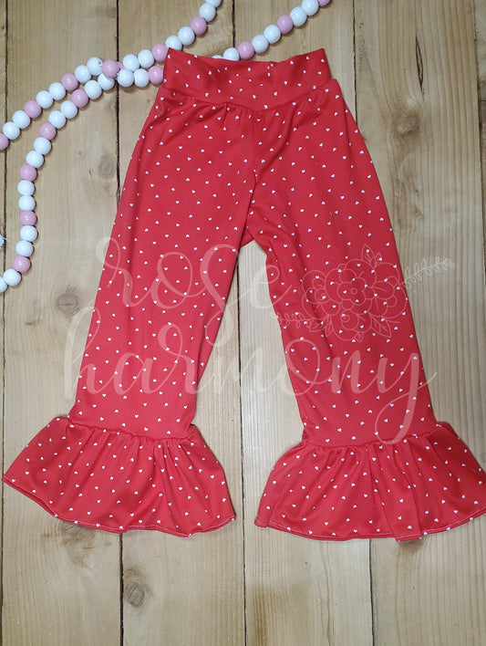 Girl Red Heart Ruffle Pants, Valentine's Day, 6 month - 14 year, Valentines Party, Toddler, Party