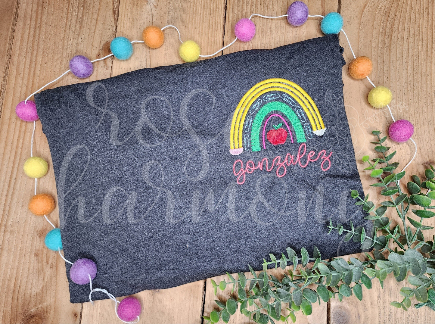 Teacher Crewneck, Adult Sweatshirt, Boho, Rainbow, Apple, Embroidery