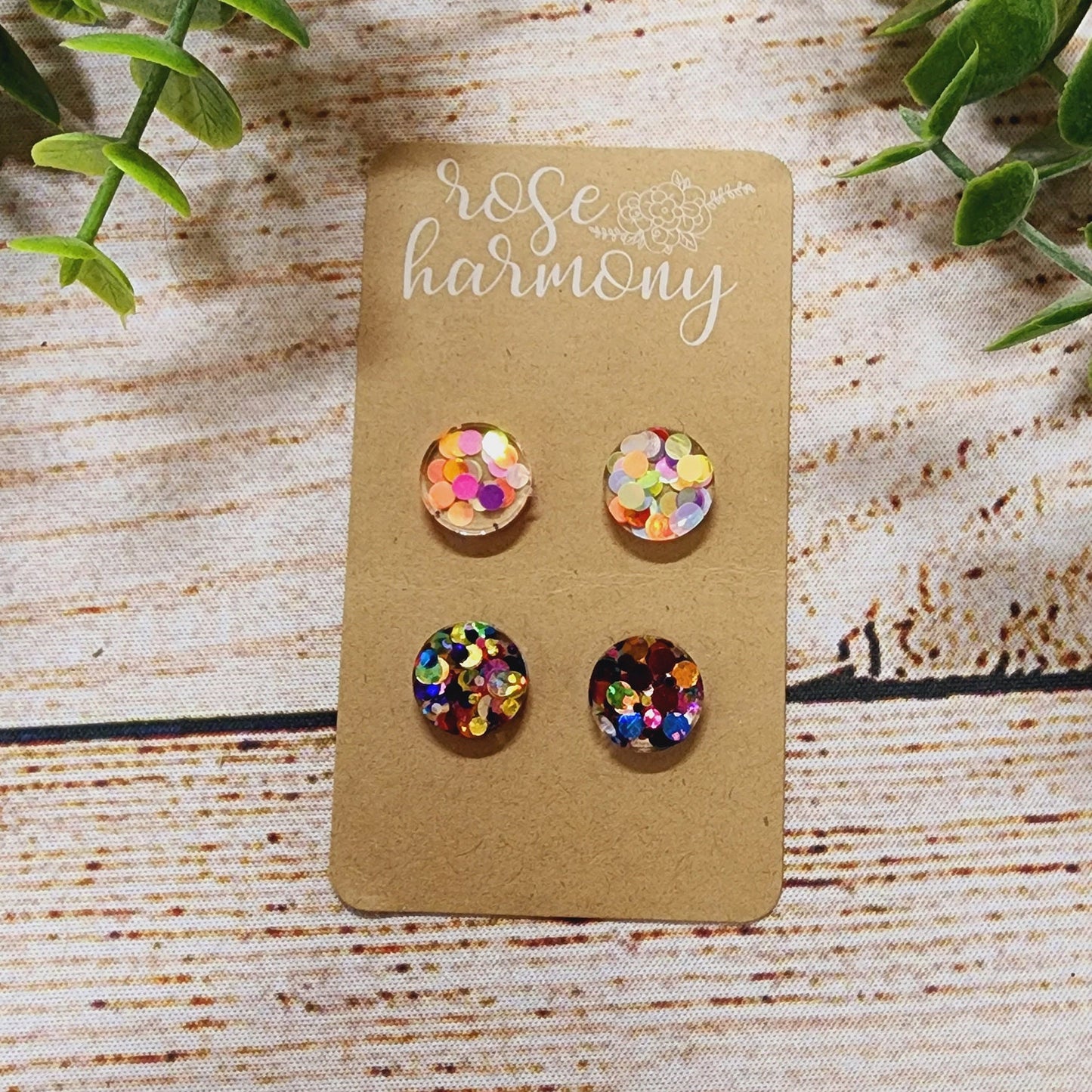 Rainbow Earring, Stud, Multicolor, Jewelry, Glitter, Birthday, Celebration, Shapes, lightweight