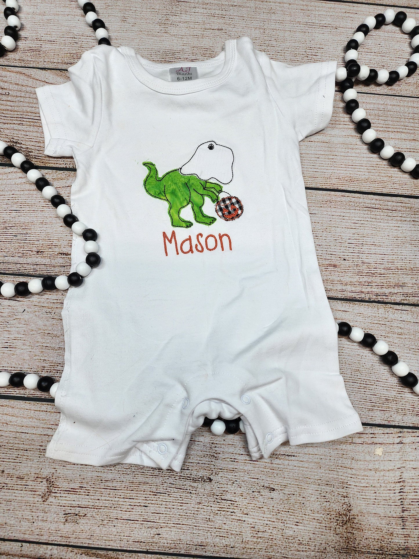 Trick or Treat T-Rex Ghost Halloween, Toddler and Boy Outfit, Shorts, Black Gingham Shorts, Siblings