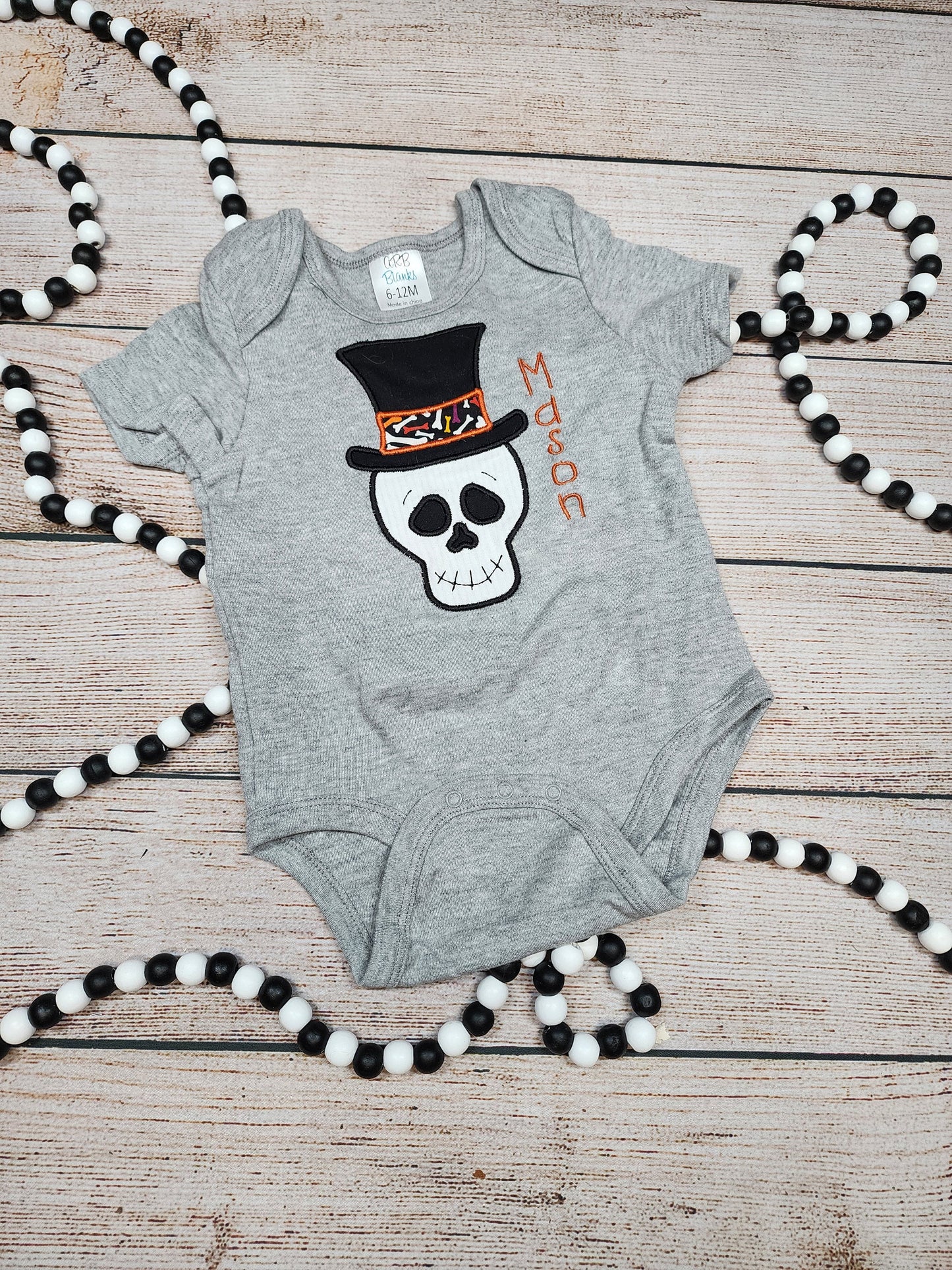 Skeleton Head Top Hat Halloween Outfit, Toddler and Boy Outfit, Shorts, Bones Fabric, Siblings