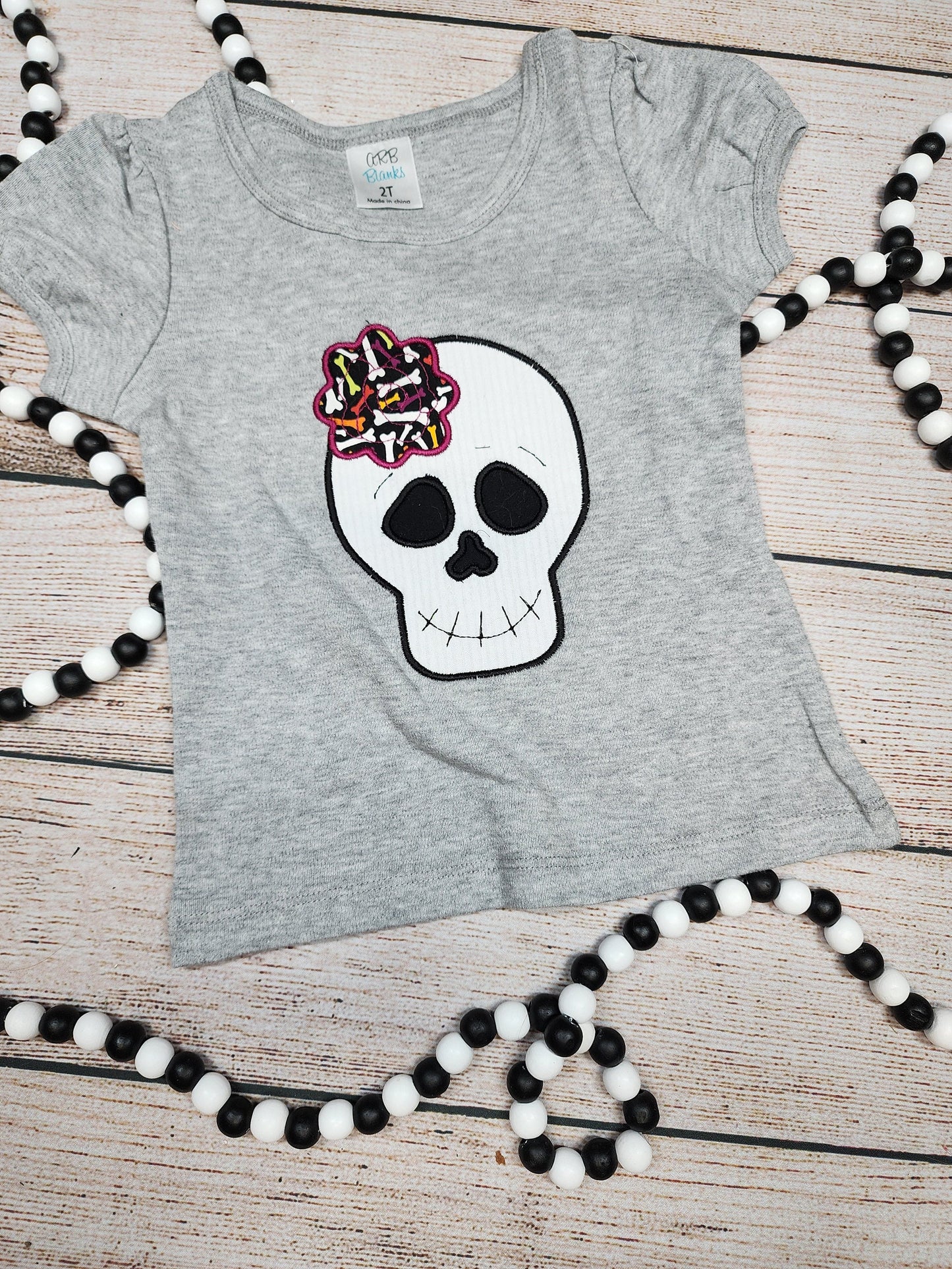 Skeleton Head Top Hat Halloween Outfit, Toddler and Girl Outfit, Shorts, Bones Fabric, Siblings